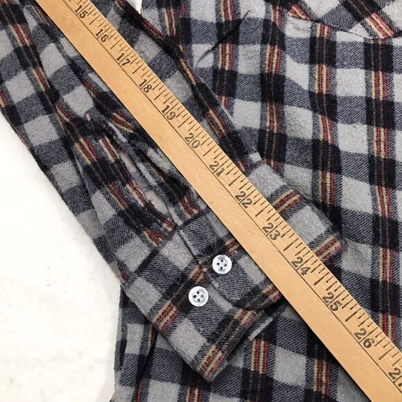 90s WOODLAND Flannel Shirt Men XL Gray Orange Gingham Plaid Grunge Outdoor gorp - Picture 14 of 15